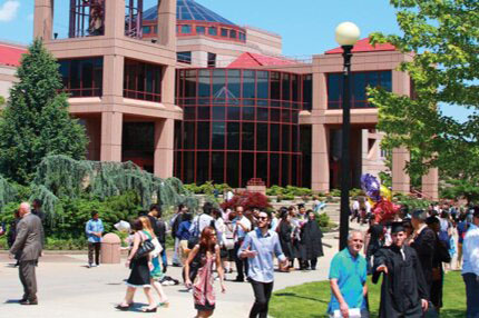 Queens college building front view