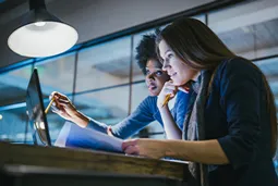 Female student studying on the laptop