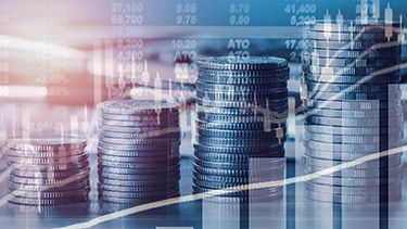 Currency showing in the digital graph background