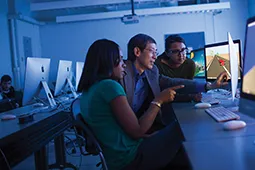 Students studying in the computer lab