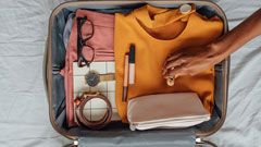 Top view of the open luggage bag