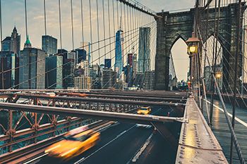 A road and bridge view in the New York city